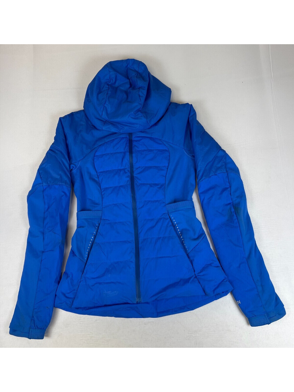 Lululemon Women 4 Blue Down Jacket Puffer Hooded Full Zip Activewear Coat